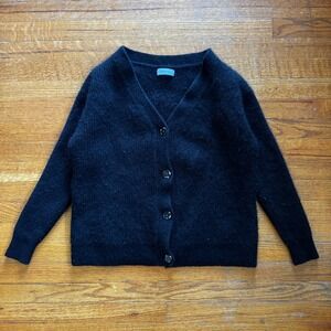 Italic Womens 100% Cashmere V-Neck Cardigan Sweater Black Size S Small Soft Cozy